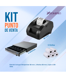 Mini Impresora Térmica Nextep 80mm USB y RED + Cajón de Dinero 4 Billetes Nextep+ 5 Rollos térmicos