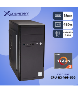 CPU AMD RYZEN 3,  RAM 16GB - 480GB SSD - GABINETE ATX