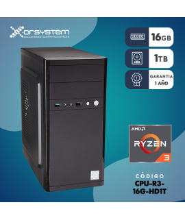 CPU AMD RYZEN 3,  RAM 16GB - HD 1TB - GABINETE ATX