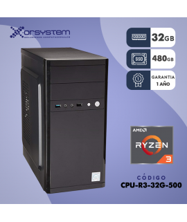 CPU AMD RYZEN 3,  RAM 32GB - 480GB SSD - GABINETE ATX
