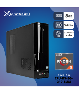 CPU AMD RYZEN 3,  RAM 8GB - 240GB SSD - GABINETE SLIM