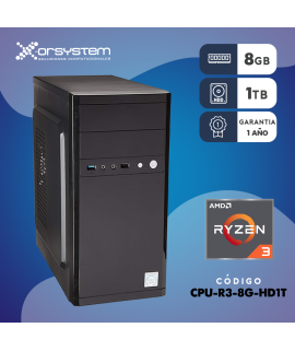 CPU AMD RYZEN 3,  RAM 8GB - HD 1TB - GABINETE ATX