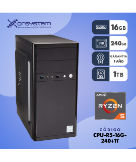 CPU RYZEN 5 - RAM 16 GB - SSD 240 GB - 1TB Disco Duro - Gabinete ATX