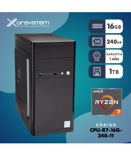 CPU AMD RYZEN 7 RAM 16GB - 240GB SSD + HD 1TB - GABINETE ATX