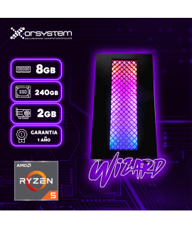 CPU GAMER WIZARD | AMD Ryzen 5 - RAM 8GB - 240 GB SSD - T. V. 730 de 2G - Gabinete Gamer