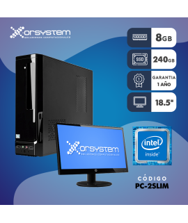 PC Intel Dual Core a 3.5GHZ - RAM 8GB - 240GB SSD - GABINETE SLIM - MONITOR 18.5" - TECLADO Y MOUSE ALAMBRICO