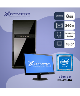 PC COMPLETA CON INTEL DUAL - RAM 8GB - SSD240GB - GABINETE ATX - MONITOR 18.5" - TECLADO Y MOUSE ALAMBRICO