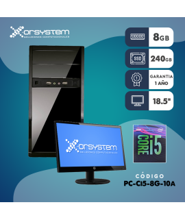 Procesador Intel Core I5 10a Generacion- Memoria RAM 8GB - Disco de Estado Solido 240GB SSD - Monitor 18.5" Pulgadas - Teclado y Mouse Alambrico - Gabinete ATX -