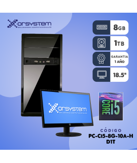 Procesador Intel Core I5 10a Generacion- Memoria RAM 8GB - Disco Duro 1TB - Monitor 18.5" Pulgadas - Teclado y Mouse Alambrico - Gabinete ATX -