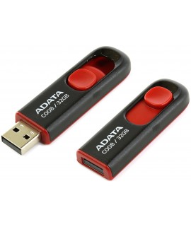 MEMORIA ADATA 32GB USB 2.0 C008 RETRACTIL NEGRO-ROJO