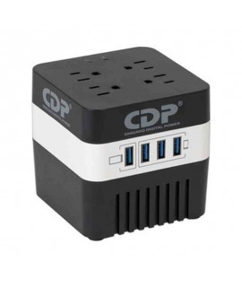 REGULADOR CDP 600VA / 300W, 4 CONTACTOS, 4 PUERTOS USB. INCLUYE SUPRESION DE PICOS.