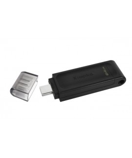 MEMORIA KINGSTON 64GB USB-C 3.2 GEN 1 ALTA VELOCIDAD / DATATRAVELER 70 NEGRO