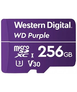MEMORIA WD 256GB MICRO SDXC PURPLE SC QD101 VIDEOVIGILANCIA 24/7 CLASE 10 U1 LECT 50MB/S ESC 40MB/S