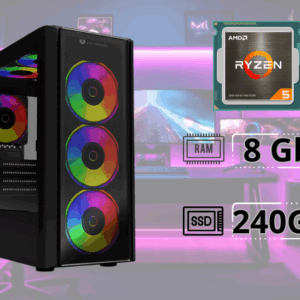 Computadora Gamer AMD Ryzen 5 4600G, 8GB RAM, SSD 240G, Gabinete Gamer