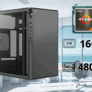 Computadora AMD Ryzen 5 8600G, 16GB RAM, SSD 480G, Gabinete ATX