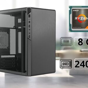 Computadora AMD Ryzen 5 5600G, 8GB RAM, SSD 240G, Gabinete ATX
